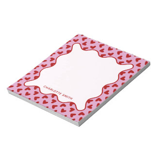 Red Pink Hearts Pattern Valentine Gift Notepad ノートパッド