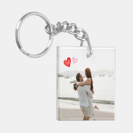 Red & Pink Hearts Valentine's Day Minimalist キーホルダー (正面左)