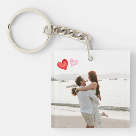 Red & Pink Hearts Valentine's Day Minimalist キーホルダー (正面)