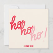 Red Pink Hohoho Joyeux Noel Script Christmas Card (正面)