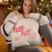 Red Pink Hohoho Joyeux Noel Typography Funny クッション