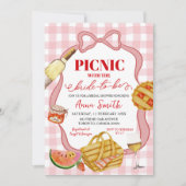 Red Pink Italian Picnic That's Amore Bridal Shower 招待状 (正面)