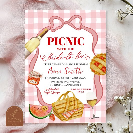 Red Pink Italian Picnic That's Amore Bridal Shower 招待状