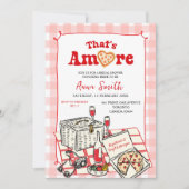 Red Pink Italian Picnic That's Amore Bridal Shower 招待状 (正面)