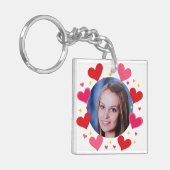 Red Pink Love Hearts Custom Photo Personalized キーホルダー (正面左)