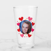 Red Pink Love Hearts Custom Photo Personalized タンブラーグラス (正面)