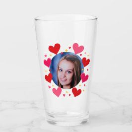 Red Pink Love Hearts Custom Photo Personalized タンブラーグラス