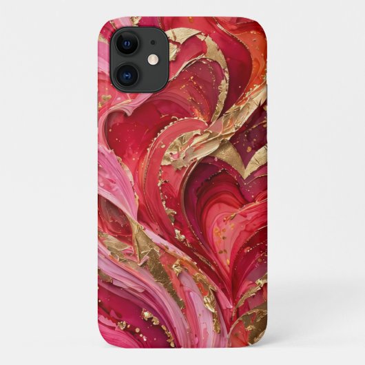 Red & Pink Marble Gold iPhone 11 Case Case-Mate iPhoneケース (裏面)