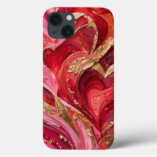 Red & Pink Marble Gold iPhone 13 Case Case-Mate iPhoneケース (裏面)