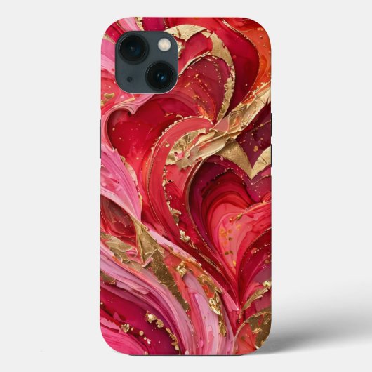 Red & Pink Marble Gold iPhone 13 phone Case Case-Mate iPhoneケース (裏面)