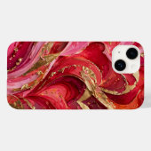 Red & Pink Marble Gold iPhone 14 Case Case-Mate iPhoneケース (裏面 (横))