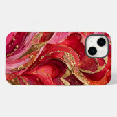 Red & Pink Marble Gold iPhone 14 Case Case-Mate iPhoneケース (裏面 (横))