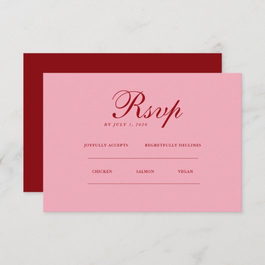 Red pink Minimalist Elegant | RSVP & QR Website (正面/裏面)