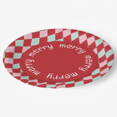 Red Pink & Mint Christmas Argyle ペーパープレート (アングル)