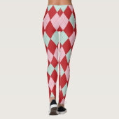 Red Pink & Mint Christmas Argyle Leggings レギンス (裏面)