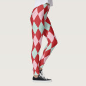 Red Pink & Mint Christmas Argyle Leggings レギンス (右)