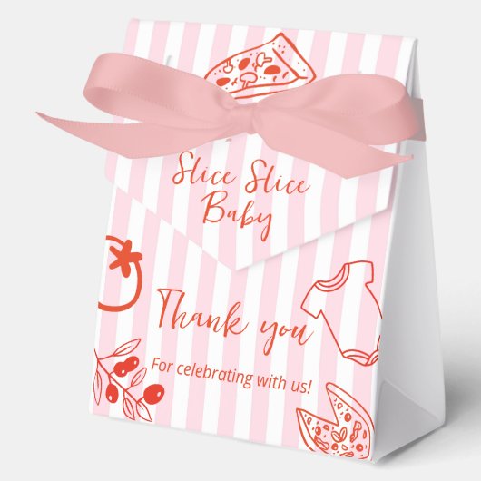 Red & Pink Pizza Baby Shower Thank you Favor Box フェイバーボックス (正面)