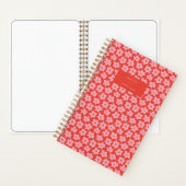 Red Pink Retro Daisy Pattern Personalized Name ノートブック (内側)