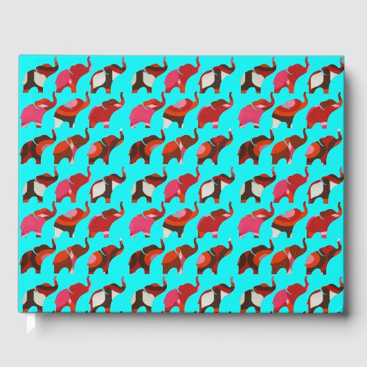 Red & Pink Retro Elephants ゲストブック (正面)