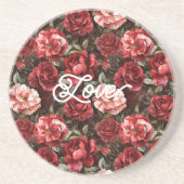 Red Pink Rose Flowers   コースター (正面)