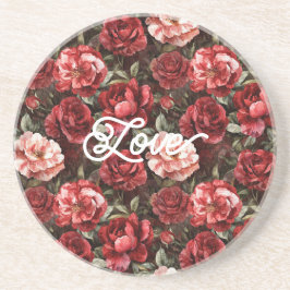 Red Pink Rose Flowers   コースター