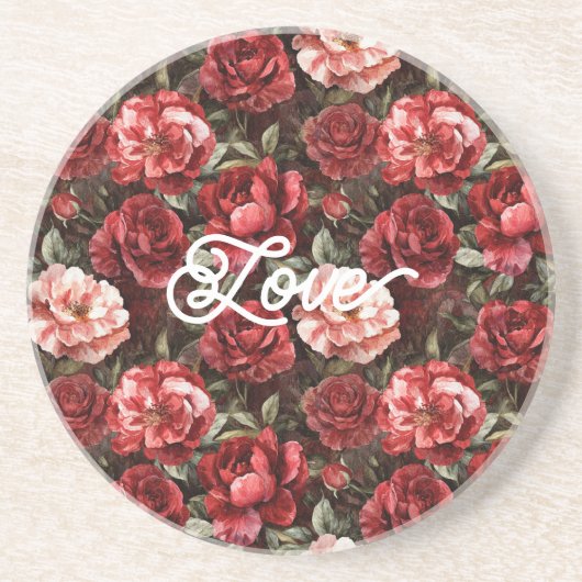 Red Pink Rose Flowers   コースター (正面)