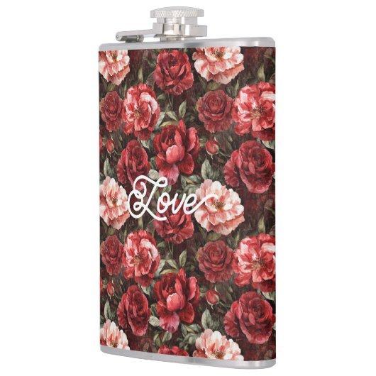 Red Pink Rose Flowers フラスク (左)
