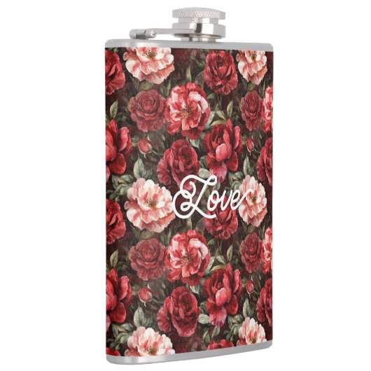 Red Pink Rose Flowers フラスク (右)