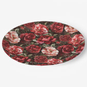 Red Pink Rose Flowers ペーパープレート (アングル)