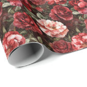 Red Pink Rose Flowers Bridal Shower ラッピングペーパー (ロールコーナー)