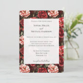 Red Pink Rose Flowers Wedding 招待状 (スタンド正面)