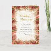 Red Pink Roses Frame Orthodox Christian Birthday   カード (正面)