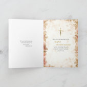 Red Pink Roses Frame Orthodox Christian Birthday   カード (内部)