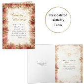 Red Pink Roses Frame Orthodox Christian Birthday   カード