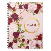 Red & Pink Roses with Golden Circle Personalized ノートブック (正面)