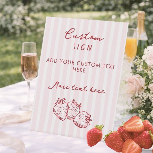 Red Pink Strawberry Bridal Shower Custom Sign 台座サイン