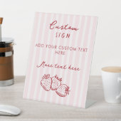 Red Pink Strawberry Bridal Shower Custom Sign 台座サイン (インサイチュ)