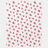 Red Pink Strawberry Pattern Cute Flowers フリースブランケット (正面)