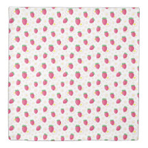 Red Pink Strawberry Pattern Cute Flowers