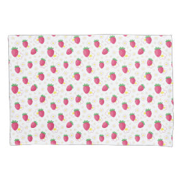 Red Pink Strawberry Pattern Cute Flowers 枕カバー