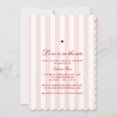Red & Pink Stripe Love is in the Air Bridal Shower 招待状 (正面)