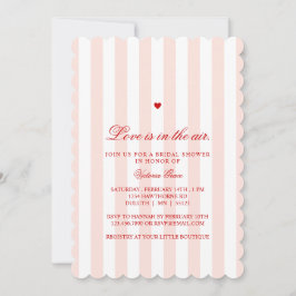 Red & Pink Stripe Love is in the Air Bridal Shower 招待状