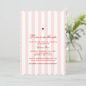 Red & Pink Stripe Love is in the Air Bridal Shower 招待状 (スタンド正面)