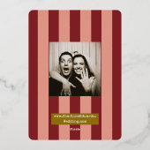 Red Pink Striped Gold Star Wedding  箔招待状 (裏面)