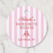 Red Pink Stripes Bachelorette Weekend Party フェイバータグ (裏面)