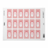 Red Pink Stripes & Bow Frame Christmas  ラベル (フルシート)