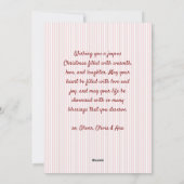 Red Pink Stripes & Bow Frame Christmas Photo シーズンカード (裏面)