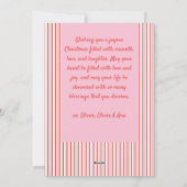 Red Pink Stripes & Bow Frame Christmas Photo シーズンカード (裏面)
