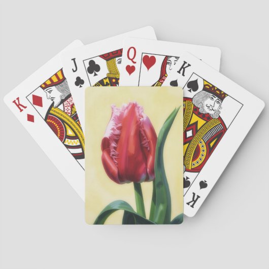 Red-Pink Tulip Flower Art Playing Cards トランプ (裏面)