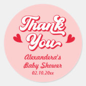 Red Pink Valentine Baby Shower Thank You Favor ラウンドシール (正面)